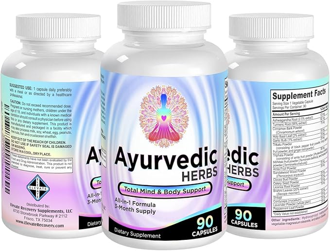 Ayurvedic Herbs (All-in-1) Supplement 3-Month Supply 17 Active 90 Capsules