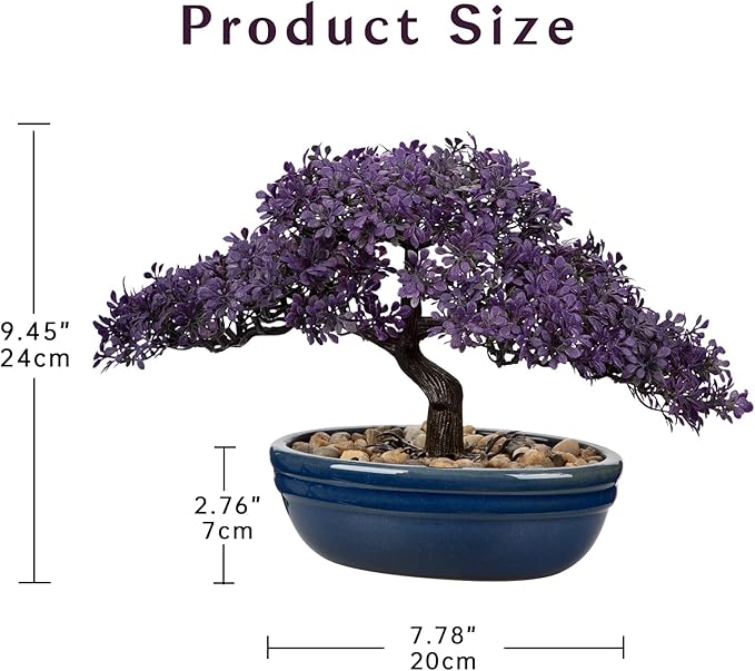 Artificial Bonsai Tree Juniper Faux Plants Indoor Fake Plants Decor with Blue Ceramic Pots for Home Table Office Desk Bathroom Shelf Bedroom Living Room Farmhouse Decorations