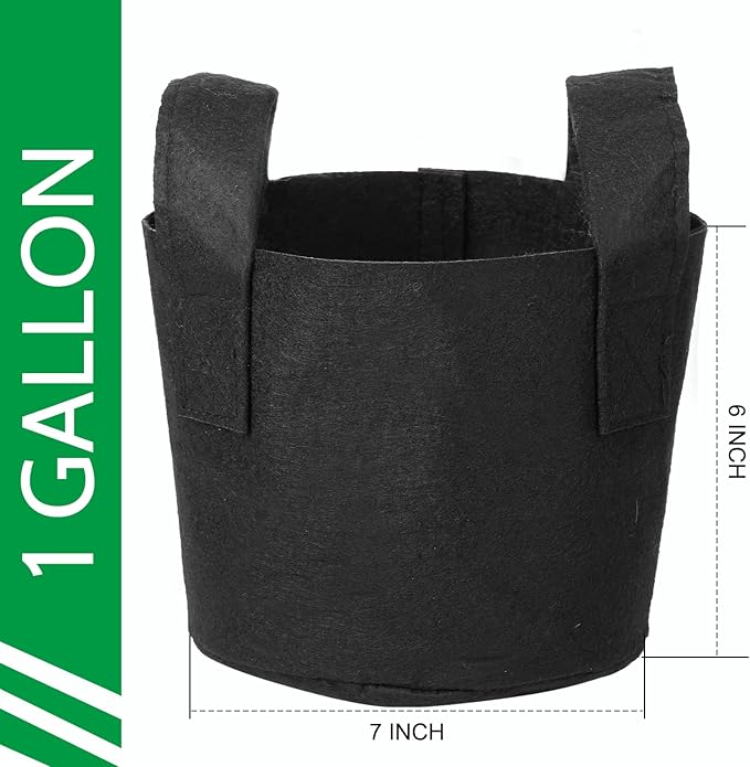 JERIA 12-Pack 1 Gallon, Vegetable/Flower/Plant Grow Bags, Aeration Fabric Pots with Handles (Black), Come with 12 Pcs Plant Labels