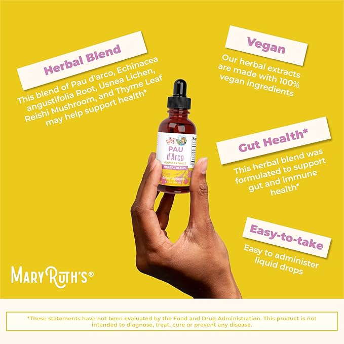 MaryRuth's PAU d'Arco Bark Liquid Herbal Supplement 1 Fl 1 Month