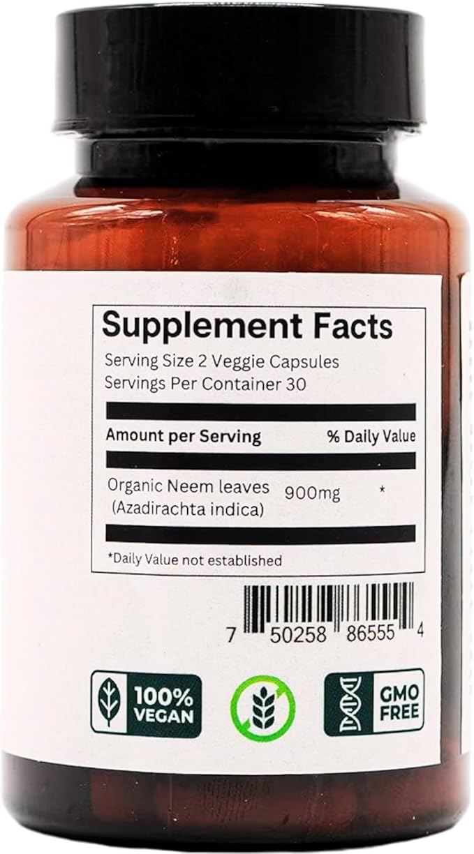 Neem Organic Herbal Supplement 60 Capsules