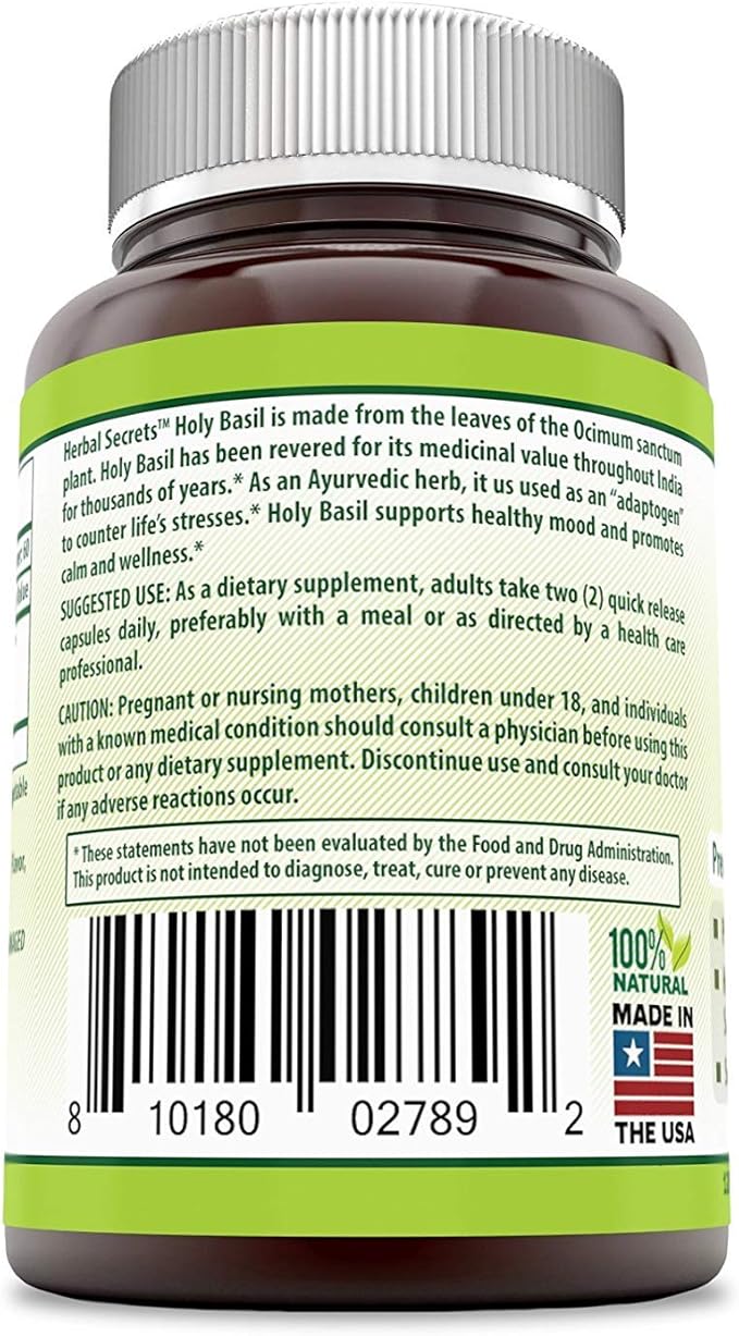 Herbal Secrets Holy Basil 1000 Mg (120 Count 2 Pack)