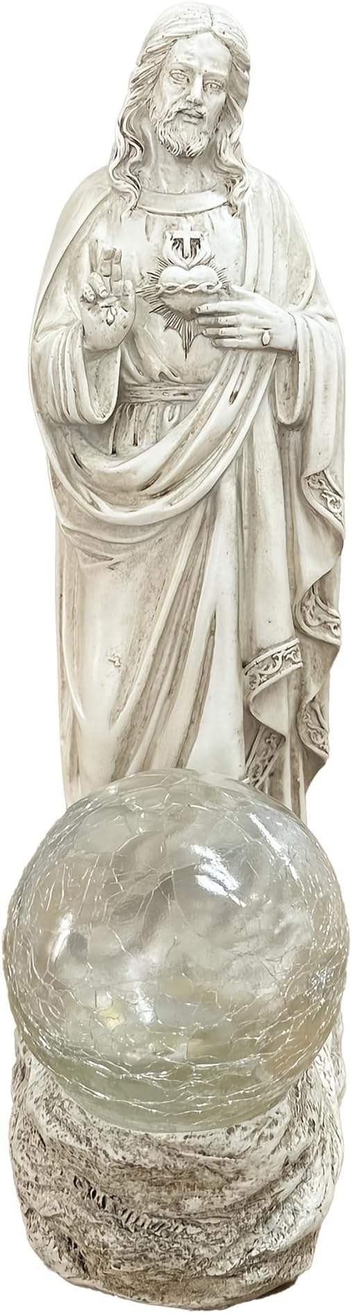 Jesus Statue Outdoor Decor Solar Lights, Religious Garden Statue, Blessed Father Outdoor Figure for Home/Garden Decor, Gift for Men/Father(11.22" H)