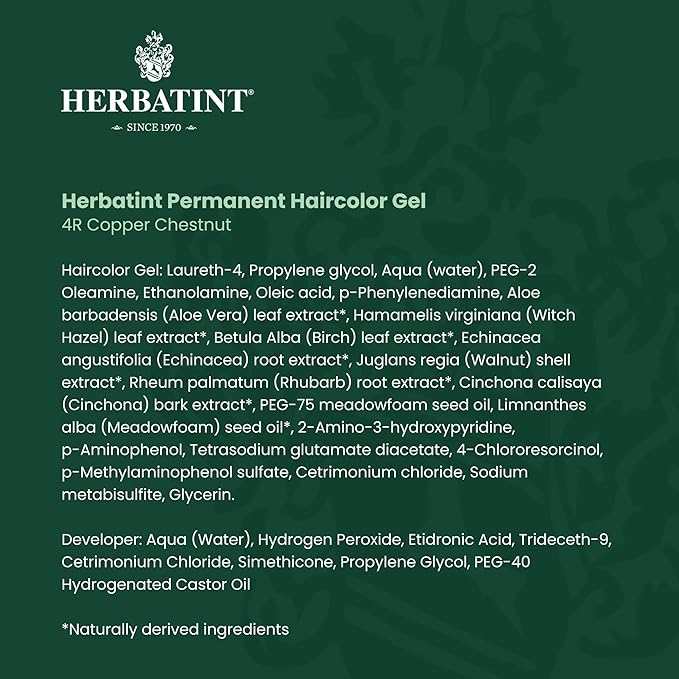 Herbatint Permanent Haircolor Gel, 4R Copper 100% Grey 4.56 oz