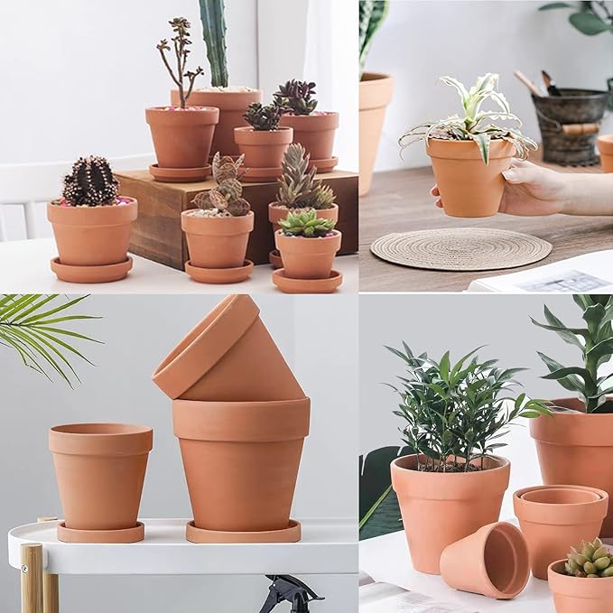 3 Inches Terracotta Clay Pots Pack of 18 pcs- Pottery Fleshy Flower Planter with Drainage Hole,for DIY Home and Office Desktop/Windowsill/Ornament Decoration Wedding