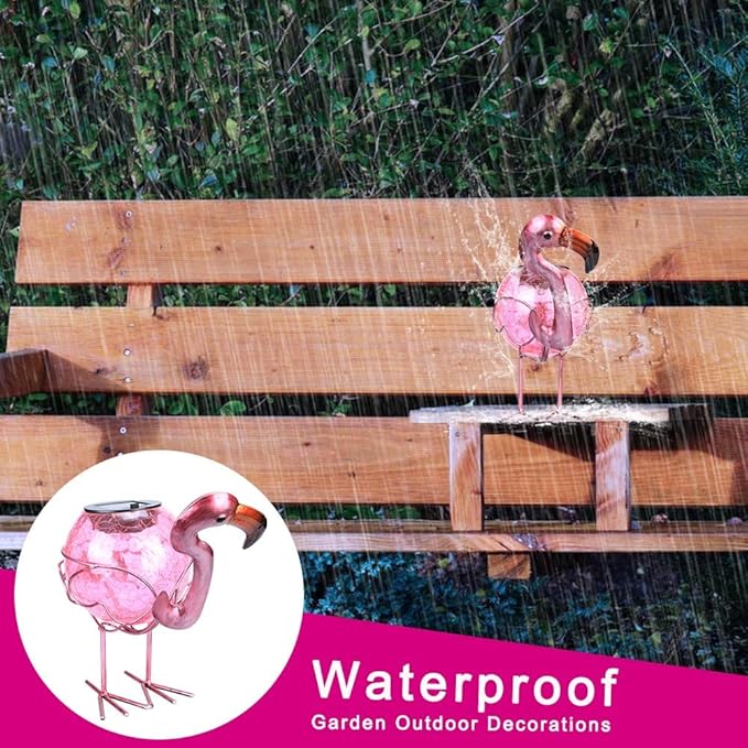 Solar Lantern Outdoor Decorative Waterproof LED Solar Lights Flamingo Tabletop Lamp for Outdoor Patio Garden