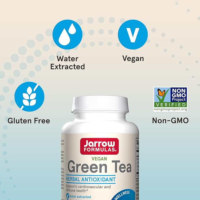 Jarrow Formulas Green Tea Herbal Antioxidant 500 mg, 100 Capsules, 100 Day