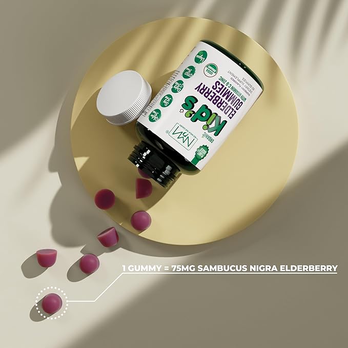 Organic Kids Elderberry Gummies with Zinc 60 Vegan