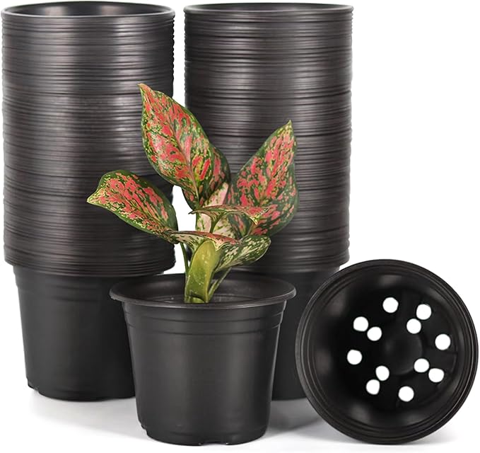 100-Pack 0.5 Gallon Flexible Plant Nursery Pots,Thickened Soft Plastic Seedling Pots,Seed Starting Pot Flower Plant Container for Succulents, Seedlings, Cuttings, Transplanting(Black)