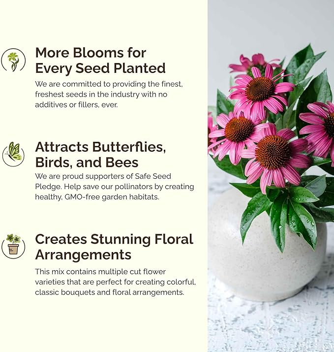 Eden Brothers Hawaii Wildflower Mixed Seeds for Planting, 1 oz, 30,000+ Seeds with Sunflower, Coneflower | Attracts Pollinators, Plant in Spring or Fall, Zones