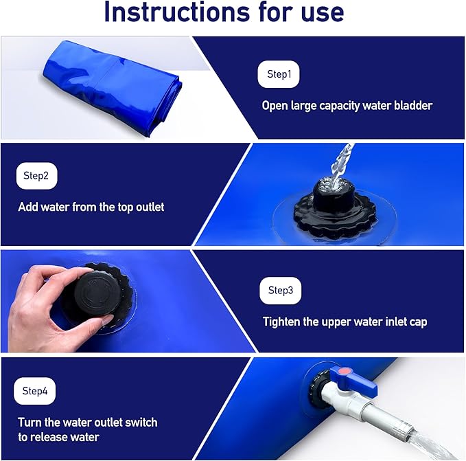 100Gal Portable Water Storage Bladder, Foldable Large Capacity Container Water Tank, Agricultural Irrigation, Camping, Firefighting, Outdoor Household Water