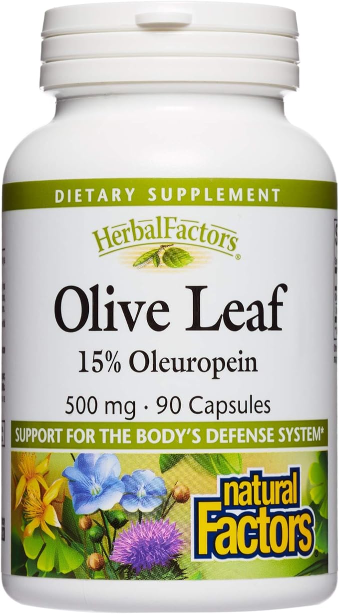 HerbalFactors by Natural Factors, Olive Leaf 500 mg, 90 Capsules