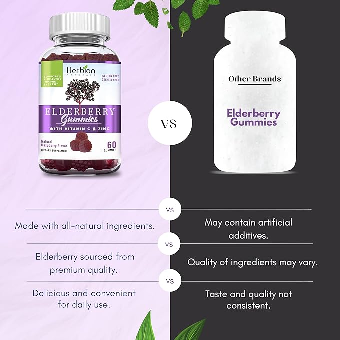 Herbion Naturals Elderberry Gummies with Vitamin 60 Count