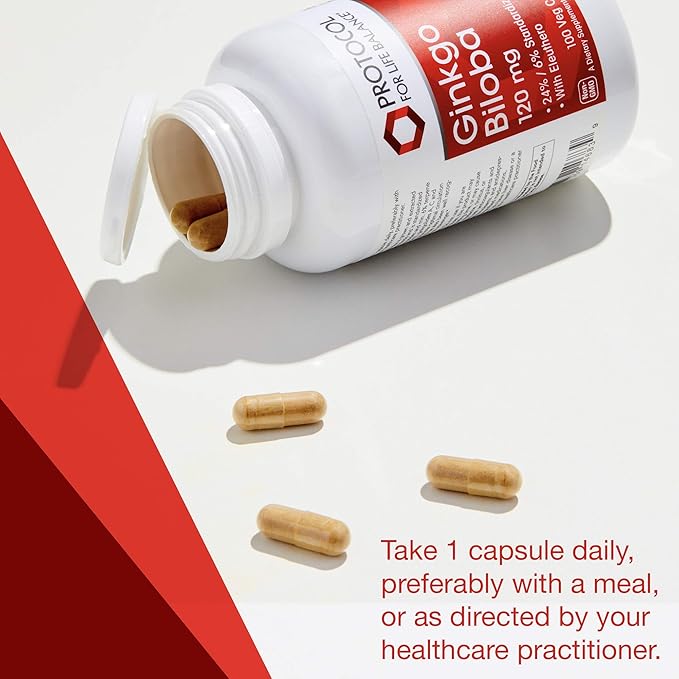 Protocol Ginkgo Biloba with Eleuthero Herbal Supplements 100 Veg