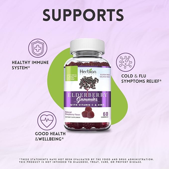 Herbion Naturals Elderberry Gummies with Vitamin 60 Count