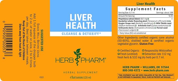 Herb Pharm Liver Health Liquid Herbal 4 Ounce