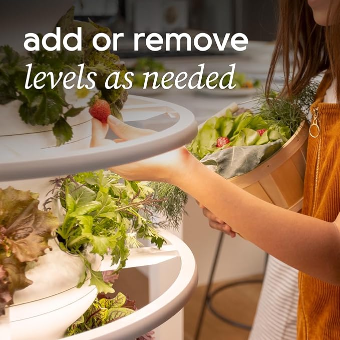 Farmstand Starter Kit with Glow Rings and 12 Seedling Credits | Tiny Hydroponic Growing System Kit | Vertical Garden Planter Tower | 3ft 8in Tall