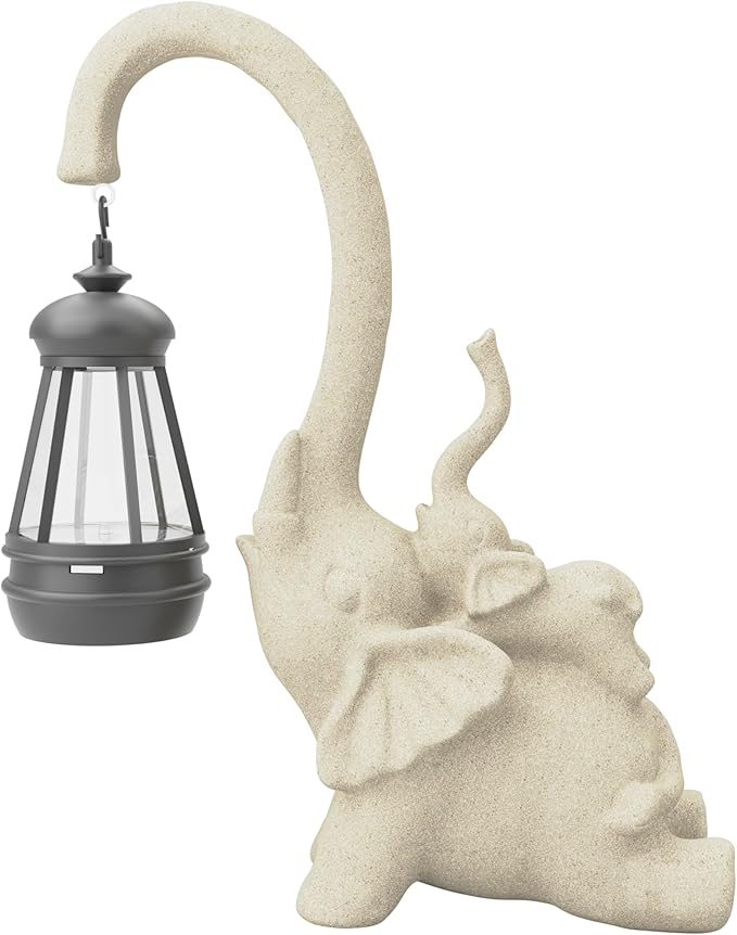 Solar Garden Statue 10 Inch Elephant Decor for Outside Yard Decoration Outdoor Unique Housewarming Gardening Birthday Gifts for Women Grandma