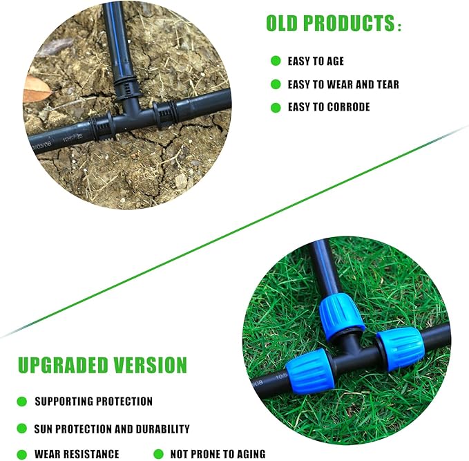 1/2" Drip Irrigation Lock Barbed Tee Connectors 1/2 inch PE Tubing (OD 0.620 in.ID is 0.520. in), Anti-Drop Straight Tee For Irrigation Tubing Fittings (8 Pcs Blue)