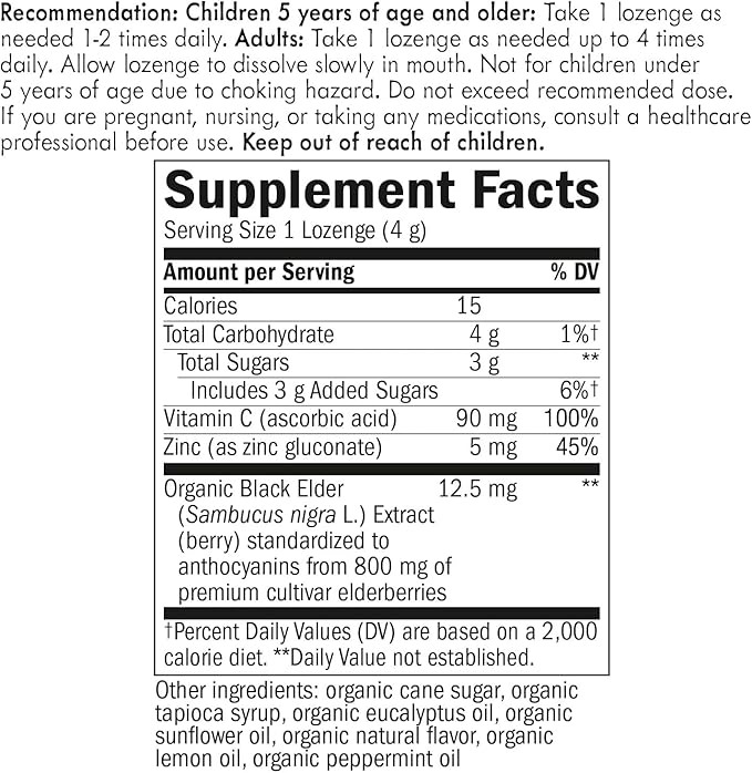 Nature’s Way Sambucus Zinc Lozenges 24 Lozenges