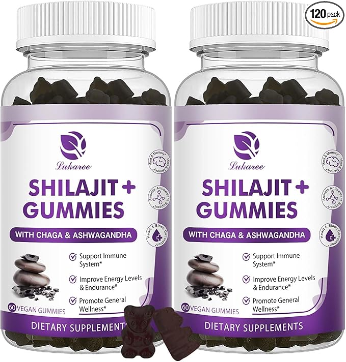 (2 Pack) Shilajit Gummies, Pure Himalayan D3 B12 B12 &