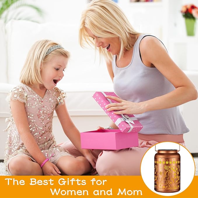 Solar Lantern Outdoor Hanging Lights Birthday Gifts for Women Mom and Grandma Cat and Butterfly Metal Garden Decor Outdoor Waterproof LED Solar Lanterns for Patio, Yard, Pathway,Landscape