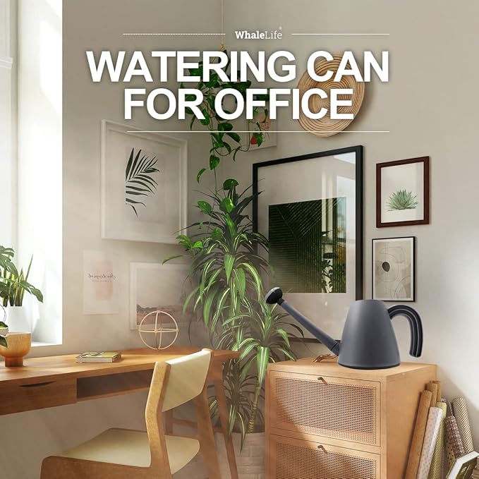 WhaleLife Indoor Watering Can for House Bonsai Plants (2.0L, Gray)