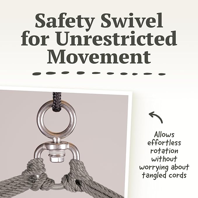 La Siesta® XL King Habana Cotton Hanging Hammock Chair, Indoor Outdoor Hammock Swing Chair, Boho Hanging Chair Bedroom Patio, Max 355 Lbs, Chocolate