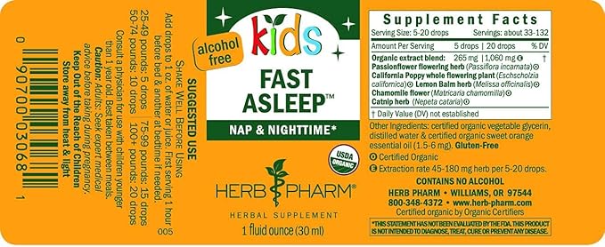 Herb Pharm Kids Certified-Organic Alcohol-Free Fast 4 Ounce