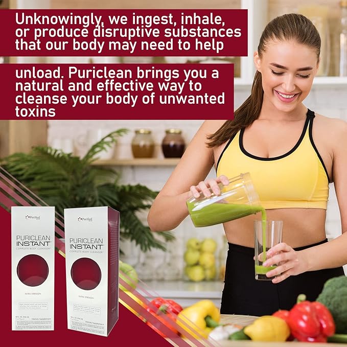 Wellgenix Puriclean Instant Complete Body Cleanser, 32 Fl Oz Fruit Punch, Premium Extra Strength Herbal Cleanse Detox Drink (2 Pack)