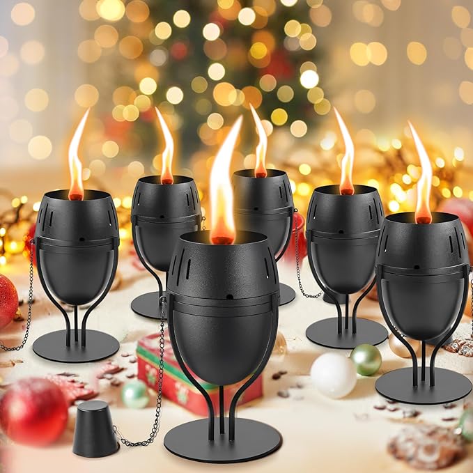 4 Pack Metal Table Top Torches, 14 oz Citronella Torches for Outside, Refillable Flame Light Torch, Decorative Tabletop Lantern for Yard, Patio, Deck, Garden, Party, Landscape