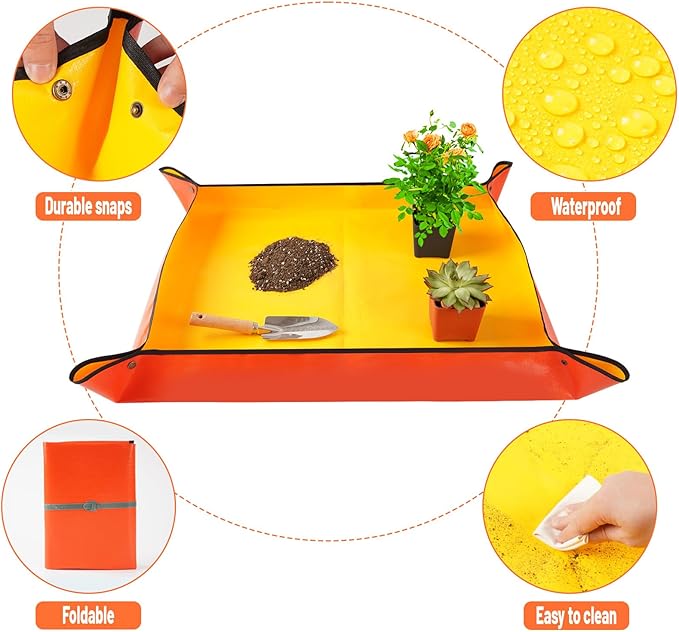 27" X 27" Repotting Mat for House Plant Transplanting and Dirt Control, Potting Soil Mat Succulent Planting Mat Gardening Gifts for Women Men