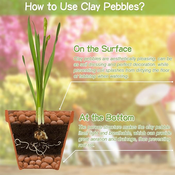 ZeeDix 4LBS Expanded Clay Pebbles for Plants, 4mm-16mm Leca for Plants Clay Aggregate Grow Media, Natural Organic Clay Balls for Hydroponic, Gardening, Orchids, Decoration, Aquaponics