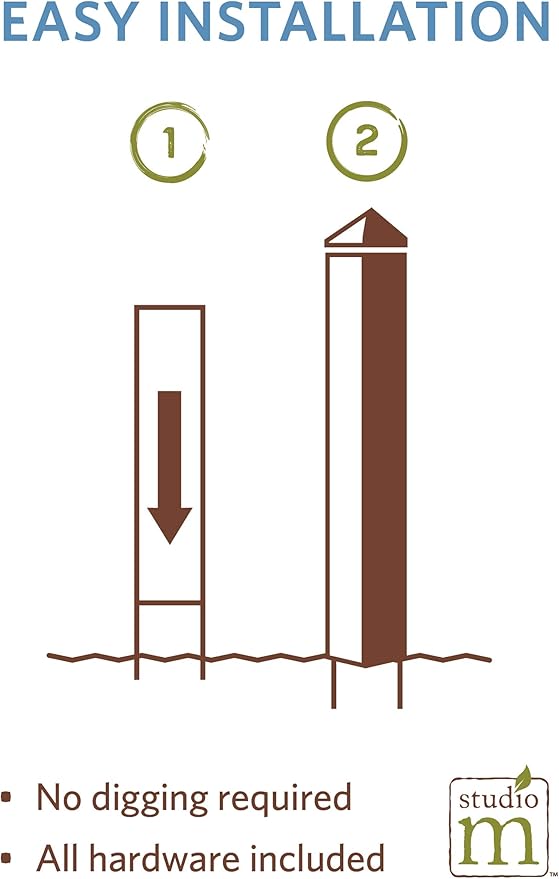 Studio M Art Pole, PVC Weather Resistant Pole with Vinyl Bowl 20 inches Tall Outdoor Decoration for Gardens, Patios, Yards, Landscaping and Birding Accessories, The Light Remains