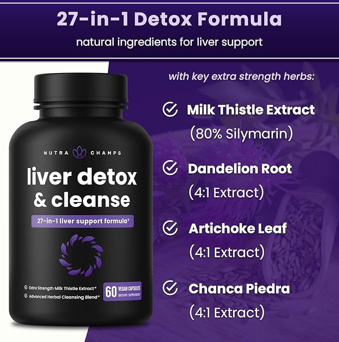 Liver Cleanse Detox & Repair Formula 20+ Herbs: 60 Capsules (2-Pack)