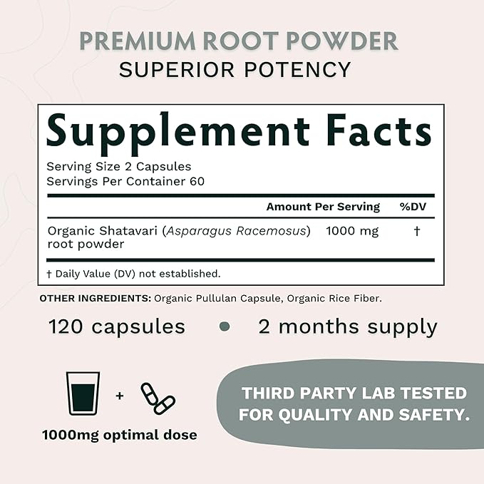 TRIBE ORGANICS Organic Shatavari Herbal Supplement 120 Vegan