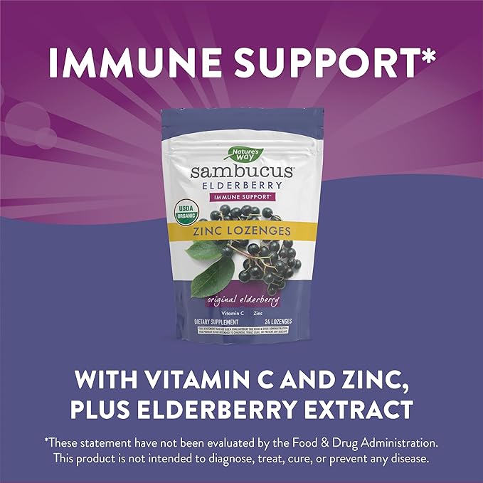 Nature’s Way Sambucus Organic Zinc Lozenges, 24 Lozenges