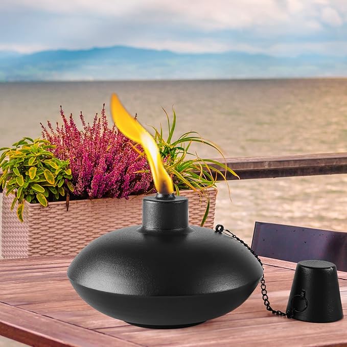 ZSZMFH 4 Pack Metal Table Top Torches,18 oz Citronella Torches for Outside, Refillable Citronella Flame Light Torch with Wicks and Covers, Landscape Lanterns Torches for Party, Garden Decor,DIY