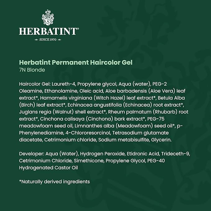 Herbatint Permanent Haircolor Gel, 7N Blonde, 100% Grey 4.56 oz (3 Pack)