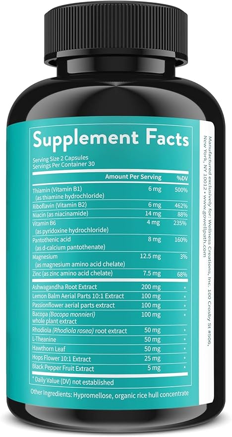 WellPath Zen Stress Relief Supplement + Mood Support (180 ct)- Calm, Stress & Energy Support | Ashwagandha Root, Rhodiola Rosea, L-Theanine, Lemon Balm | Herbal Capsules,
