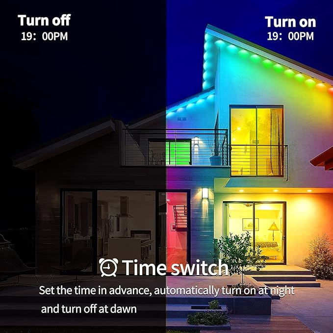 300ft Permanent Outdoor Lights,RGB Eave Lights,Music Sync IP67 Waterproof Outdoor Eave Light Lighting, can be Used for Garden,House,Party,Holiday Decoration(2 Rolls of 150ft)