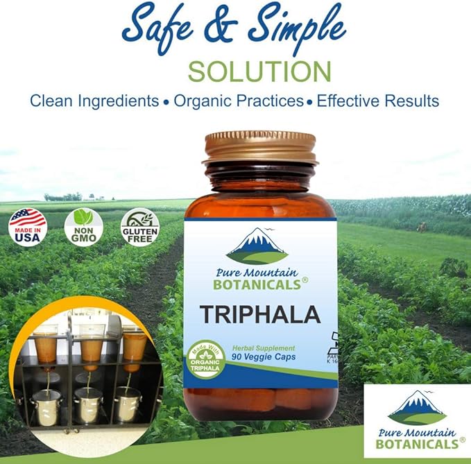Pure Mountain Botanicals Triphala Capsules 90 500mg Organic