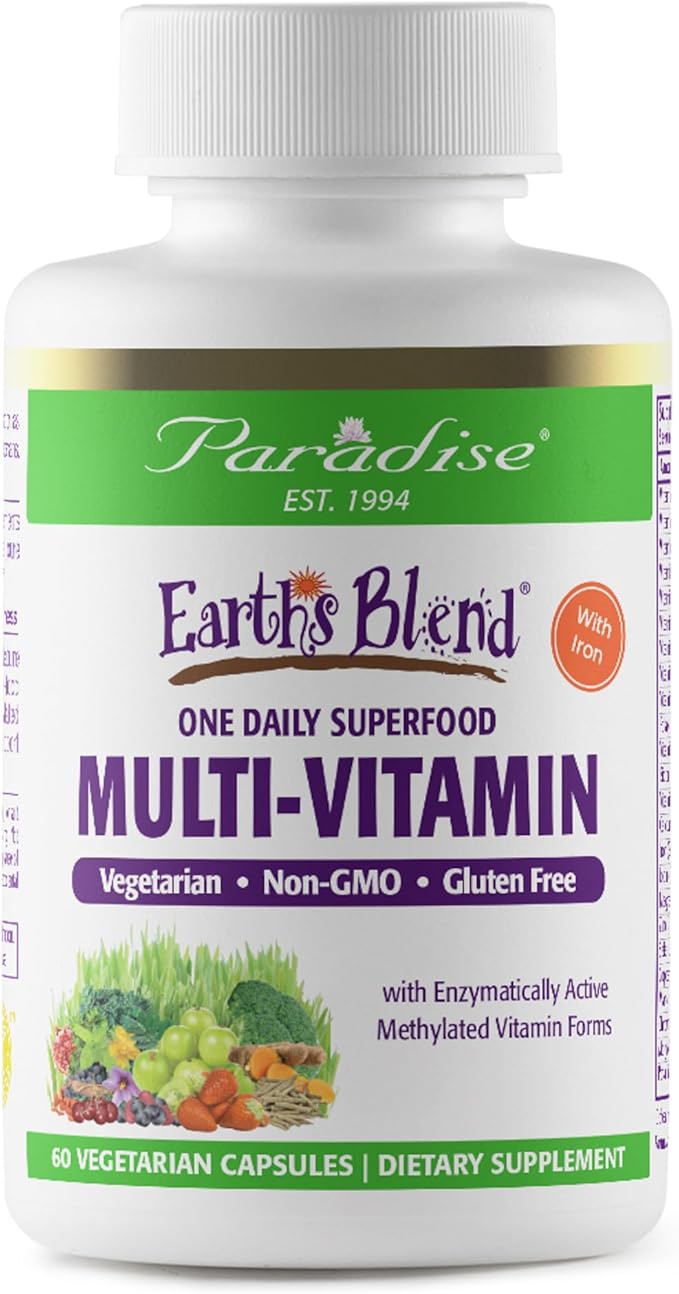 Paradise Herbs, Earth's Blend, Multivitamin, 48 Organic B12, C, K2, Daily 60