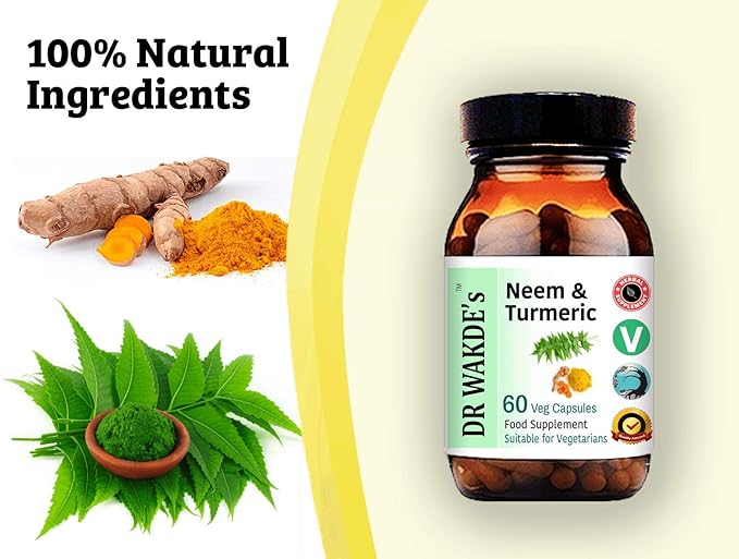 DR WAKDE'S Neem & Turmeric Capsules 60 Veg 100% Herbal