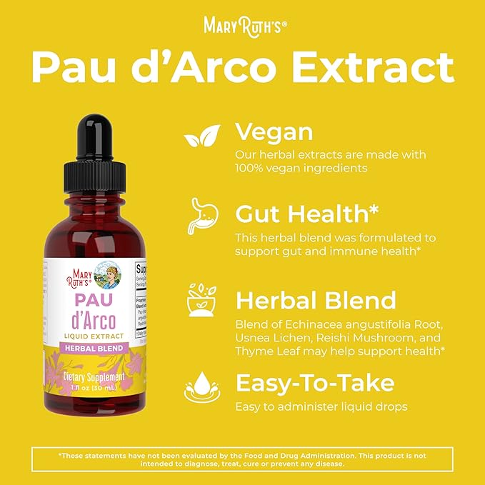 MaryRuth's PAU d'Arco Bark Liquid Herbal Supplement 1 Fl 1 Month