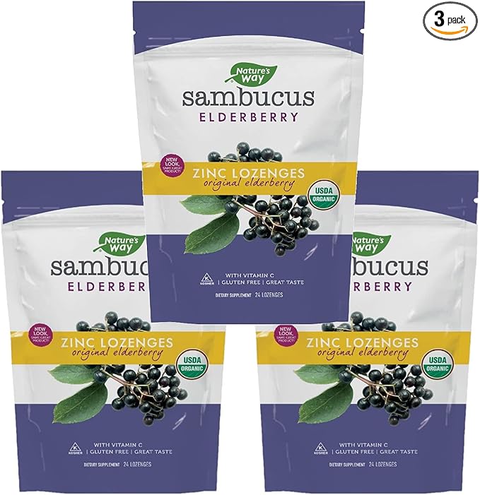 Nature's Way Organic Sambucus Zinc Lozenges 24 Lozenges 3)