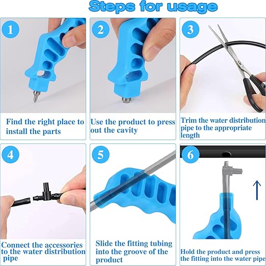 2-in-1 Drip Irrigation Tubing Hole Punch & Fitting Insertion Tool Kit Drip Irrigation Tubing Hole Punch Tool Outdoor Drip Irrigation Pipe Hand Punch for 1/4" Inch PE Tubing Sprinkler Systems