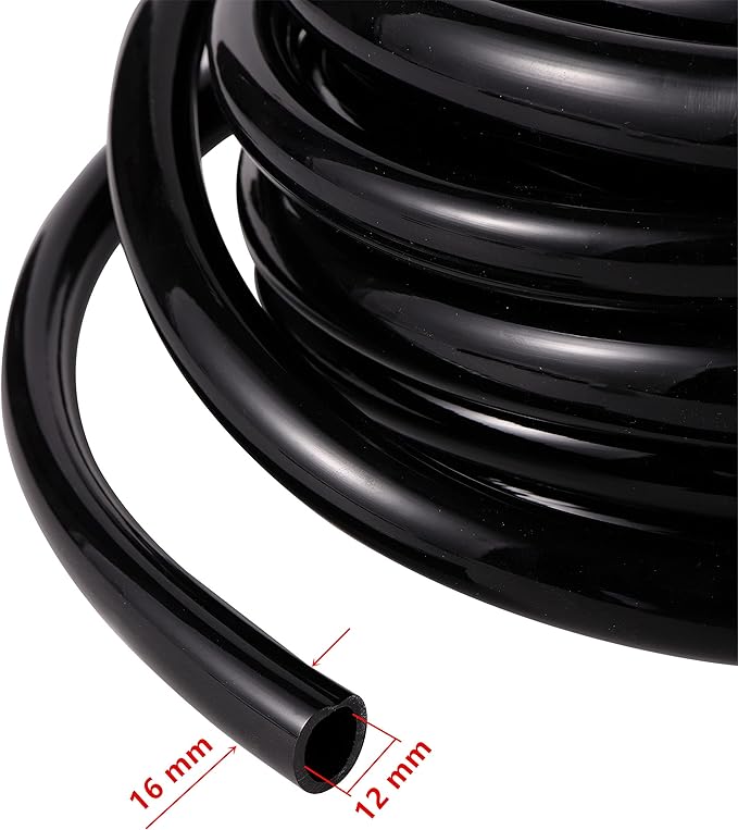1/2” PVC Garden Irrigation Tubing Hose 33FT(10M),(OD:16mm,ID:12mm) With Lock Connector For Drip Irrigation System (33FT(10M))
