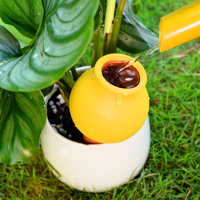 Terracotta Self Watering Spikes, 4 Pack Watering Bulbs for Indoor Outdoor Plants, Vacation Slow Release Plant Self Watering Planter Insert Devices, Colorful Water Globes While Away