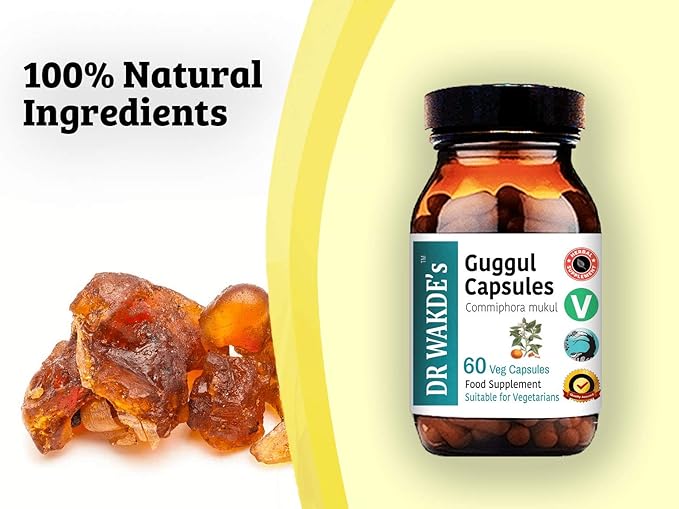 Guggul Capsules (Mukul Myrrh, Commiphora Mukul, 60 Veg